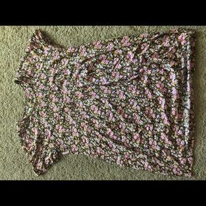 Vintage Pink Floral Dress - Size 16